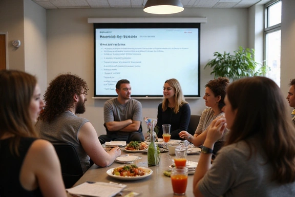 Grupa ludzi na warsztatach żywieniowych